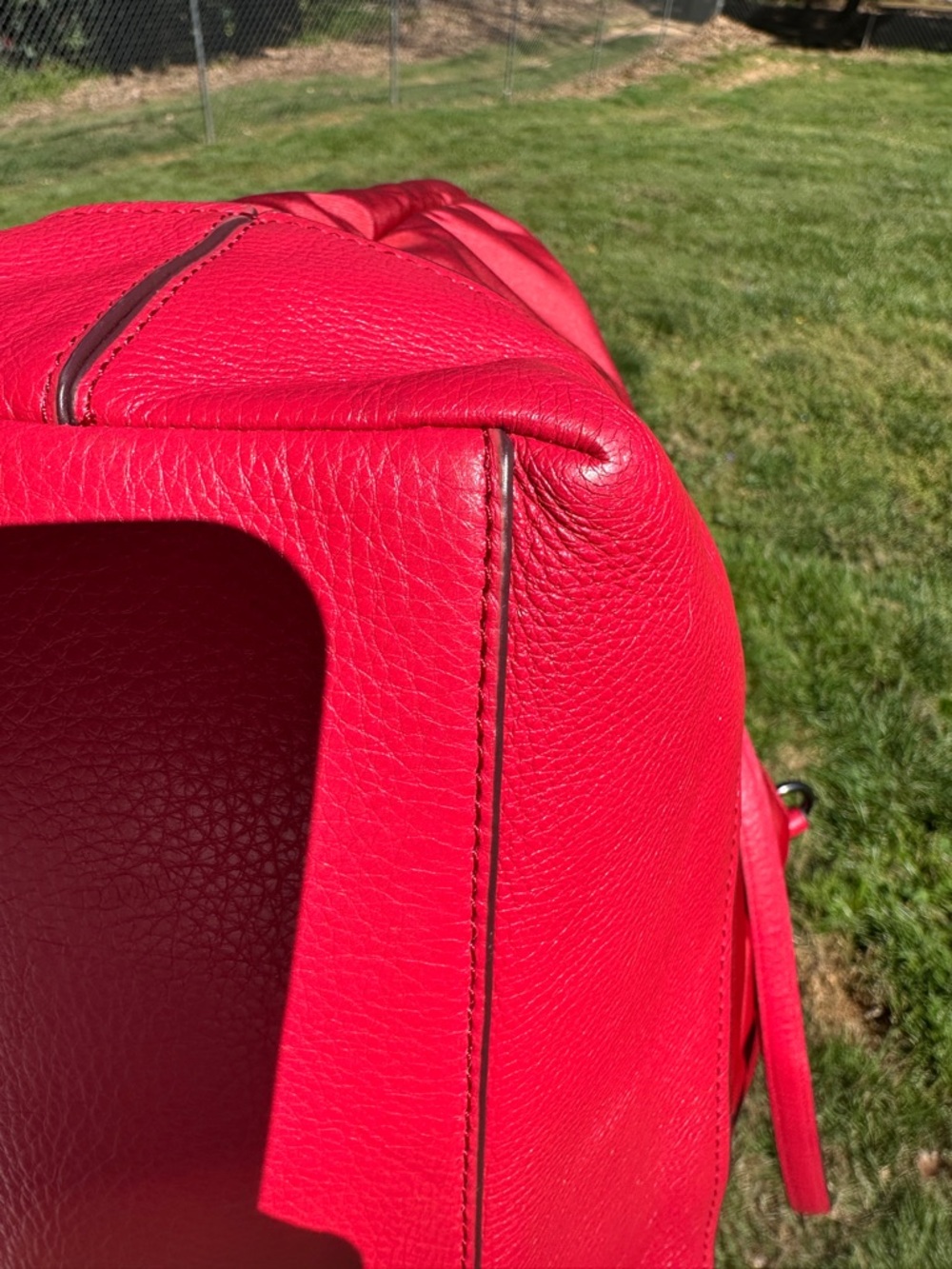 Coach Nylon & Leather Turnlock Tote Red F57903 2017 Large Shoulder Bag - Picture 11 of 13